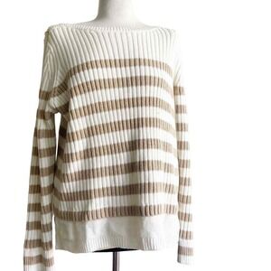Croft & Barrow Sweater Knit Women's Cream Ribbed Large Grandma‎ Cozy Loungewear